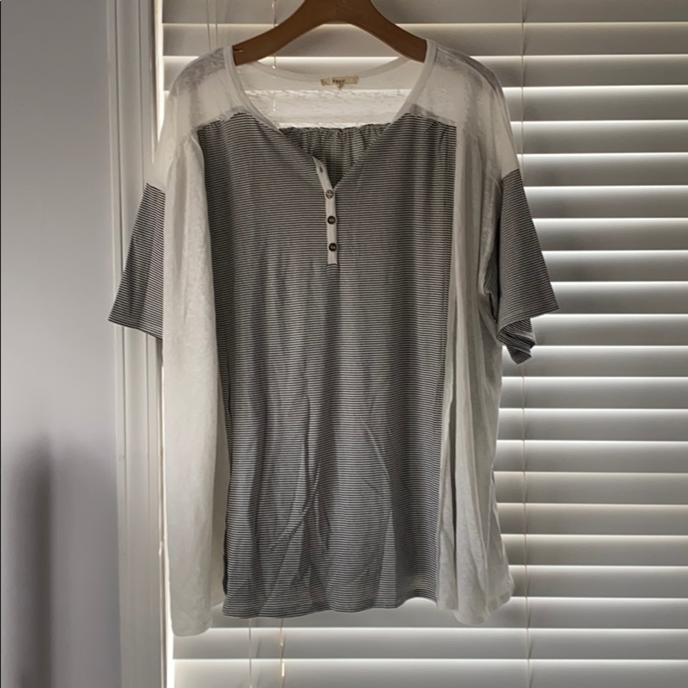 Stripe Henley Short Sleeve - NWOT - Size Large